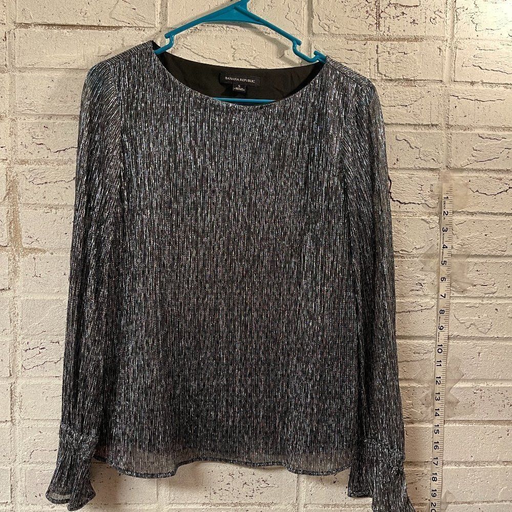 Banana Republic Black Shimmer Long Sleeve Top Small